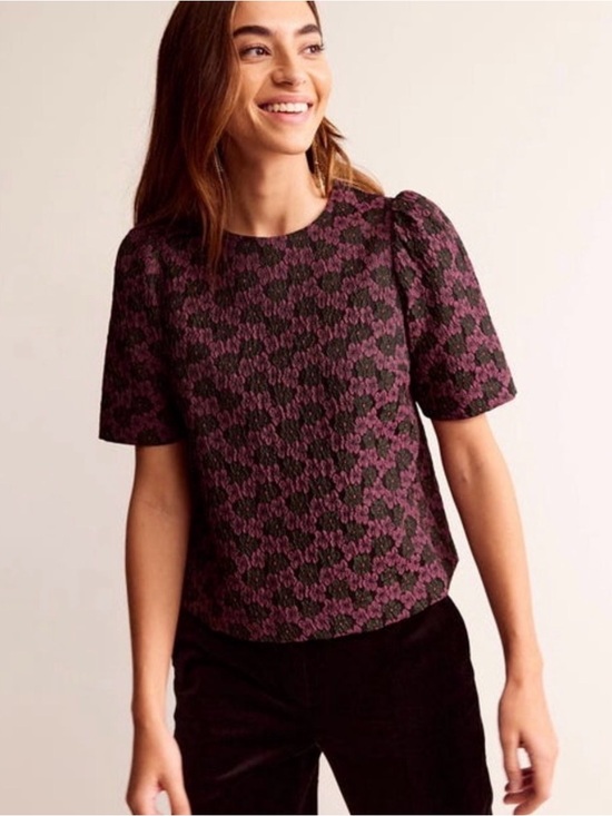 Boden Tops - NWT Boden Plum Floral Jacquard Top